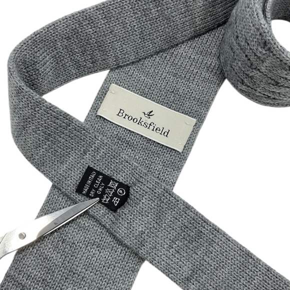 BROOKSFIELD Solid Gray Knit Wool LUXURY Slim Tie ITALY - Picture 4 of 5